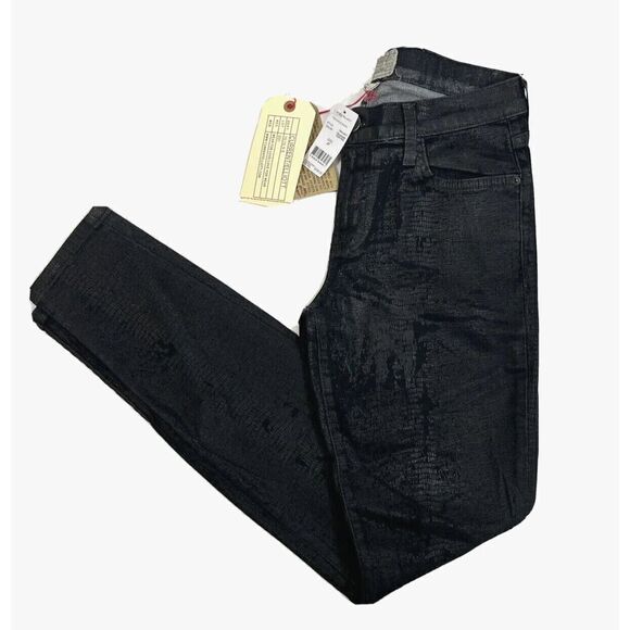 Current/Elliott The Ankle Skinny Black Jeans Size 27 Printed Trucker Coating - Picture 13 of 15